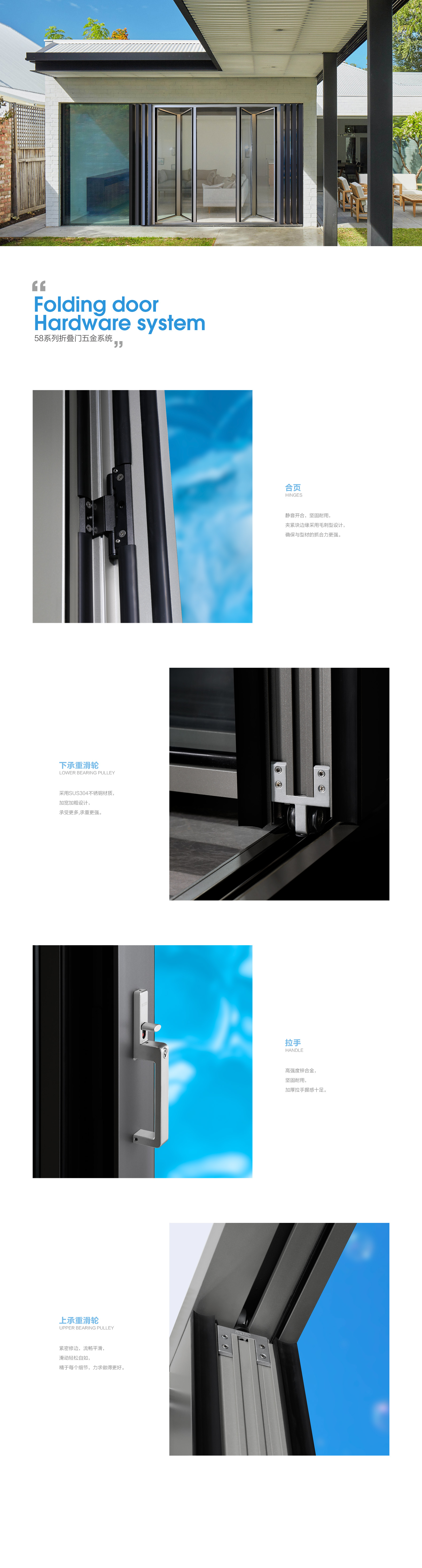 58系列折疊門五金系統