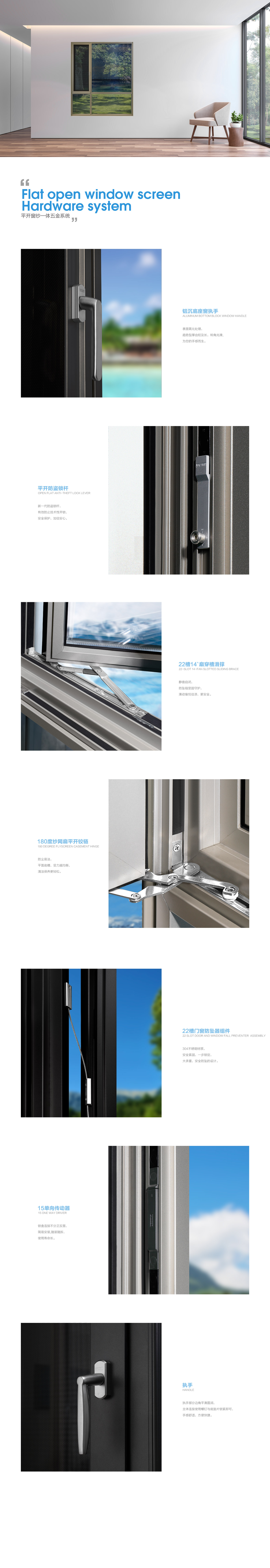 平開窗紗一體五金系統